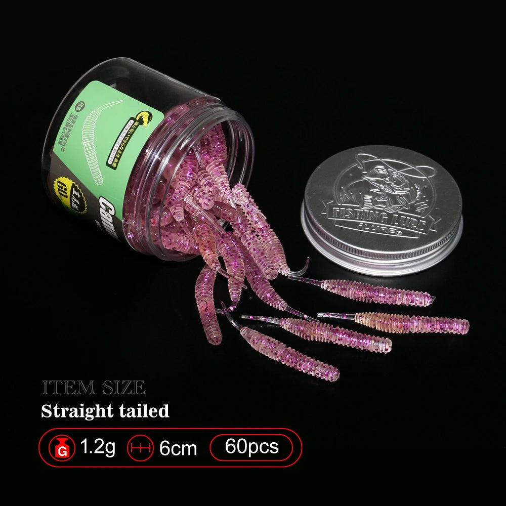 Mini Soft Worm Shrimp Lure Set – 60pcs