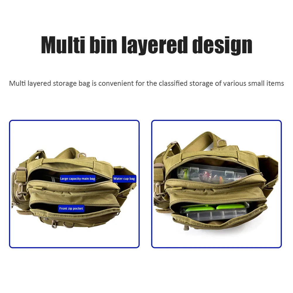 Multi-Pocket Fishing Shoulder Tackle Bag