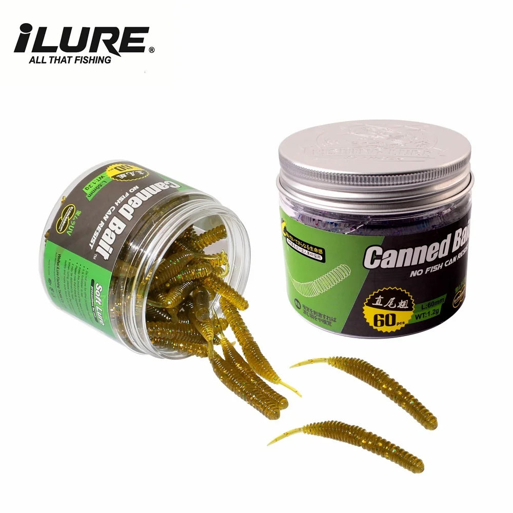 Mini Soft Worm Shrimp Lure Set – 60pcs