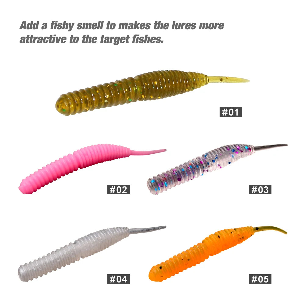 Mini Soft Worm Shrimp Lure Set – 60pcs