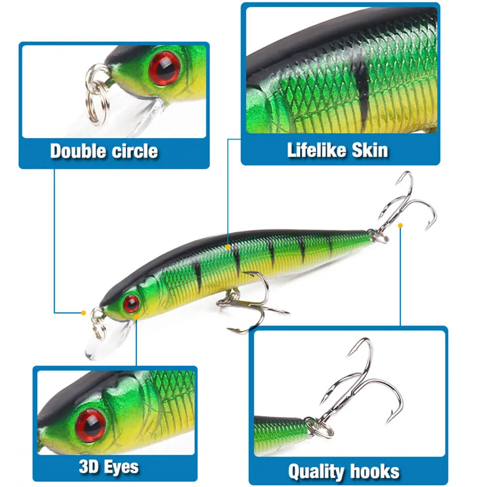 3D Eye Hard Fishing Lures – 10cm 8g (5pcs)