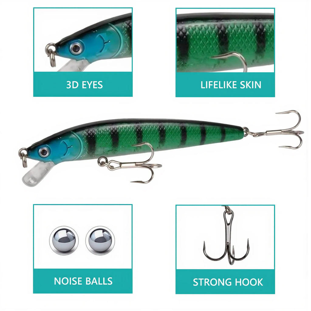 Long Tail Minnow Lure Set – 10pcs