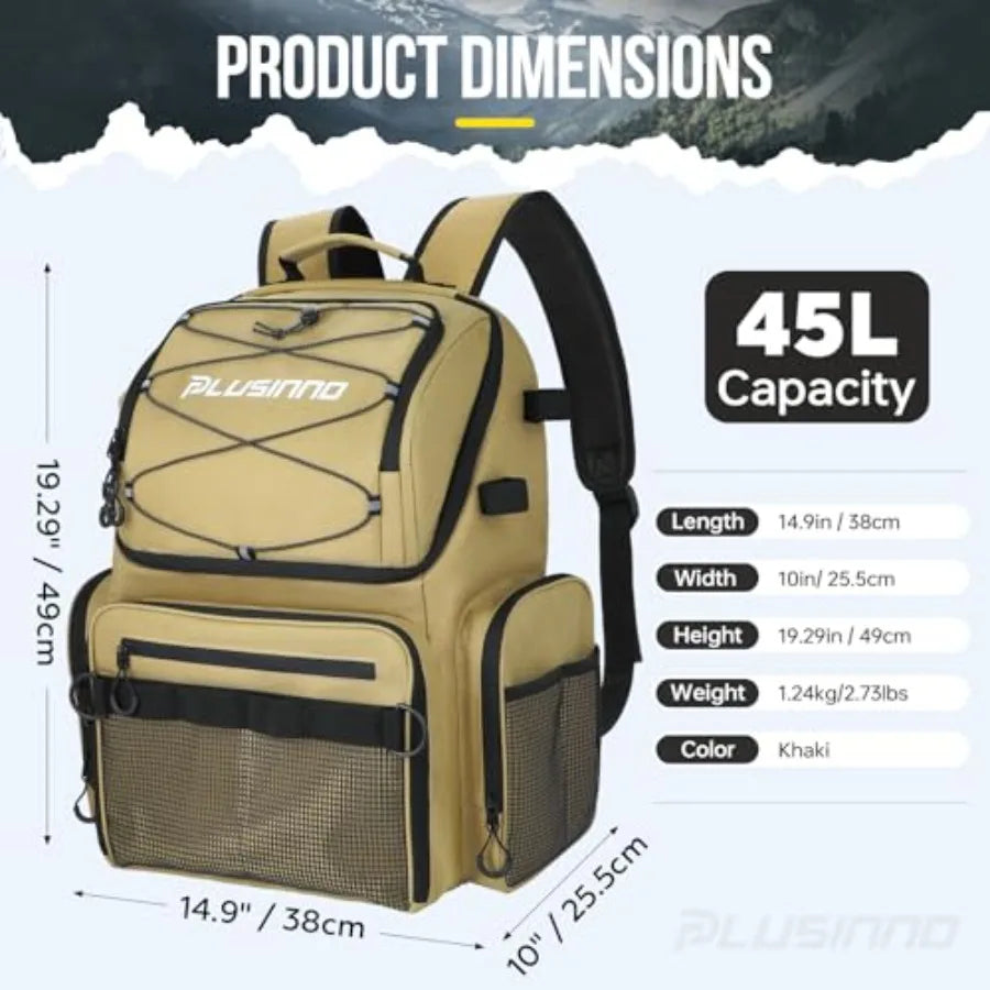45L Fishing Backpack with Rod Holders