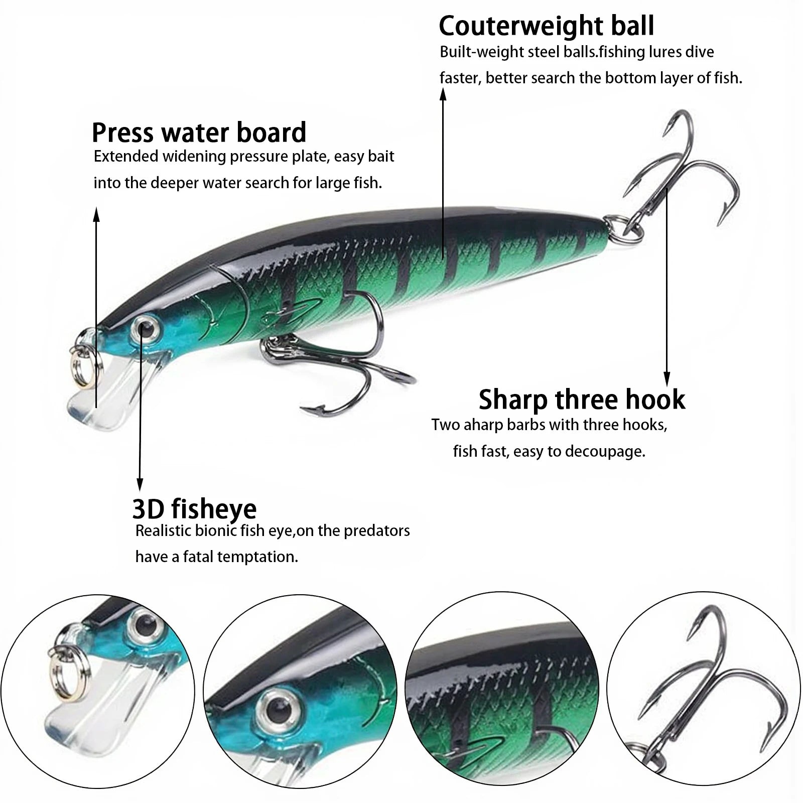 Long Tail Minnow Lure Set – 10pcs