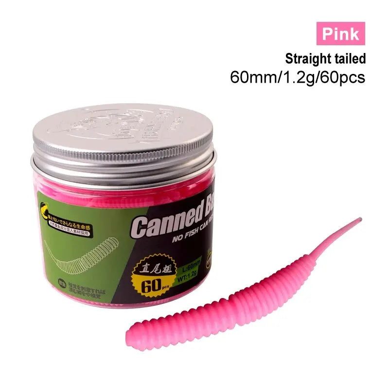 Mini Soft Worm Shrimp Lure Set – 60pcs